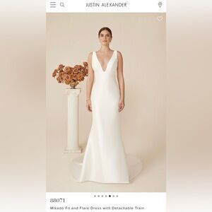 Justin Alexander Mikado Fit and Flare Wedding Dress - Ivory